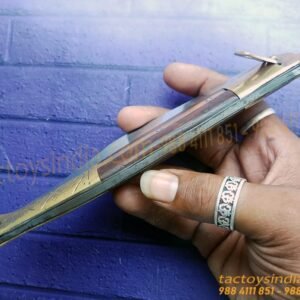 Rampuri Knife Big Sheesham wood + Brass handle Lever lock Spring Steel Switchblade Handmade Folder