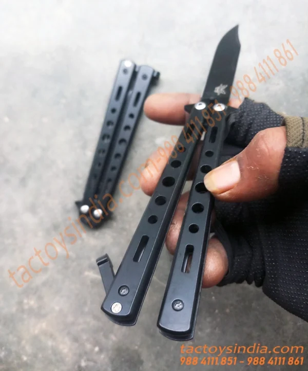 166-black - Benchmade Matt Black Butterfly balisong knives 166 black 6
