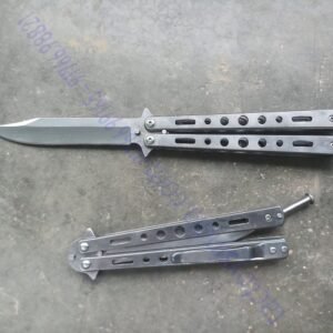 Benchmade Stainless Steel Silver Finish Razor Sharp Flipping Butterfly Balisong Knife Clip Point Tip