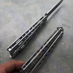 Benchmade Stainless Steel Silver Finish Razor Sharp Flipping Butterfly Balisong Knife Clip Point Tip