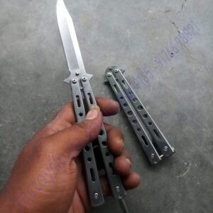 Benchmade Stainless Steel Silver Finish Razor Sharp Flipping Butterfly Balisong Knife Clip Point Tip