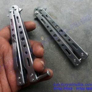 Benchmade Stainless Steel Silver Finish Razor Sharp Flipping Butterfly Balisong Knife Clip Point Tip
