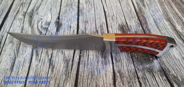 Columbia A0029 Kirpan Shaped Safety Knife / 330c Carbon steel Blade / Full tang knife / SS Handle with Wood Inlay / Layard hole by Tactoysindia.com