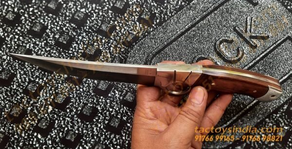 Columbia A10 Close Combat Knife / Finger Hole Guard Handle / 440c Blade / Full Tang / Lanyard Hole / SS with Natural wood handle tactoys India