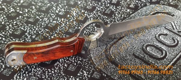 Columbia A10 Close Combat Knife / Finger Hole Guard Handle / 440c Blade / Full Tang / Lanyard Hole / SS with Natural wood handle tactoys India
