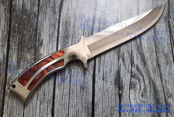 Columbia A11 full tang Blade - SS Handle scales with unique Epoxy resin Inserts - Lanyard Hole - Nylon Belt Carry Pouch - utility knife by TactoysIndia knives