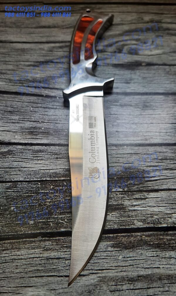 Columbia A11 full tang Blade - SS Handle scales with unique Epoxy resin Inserts - Lanyard Hole - Nylon Belt Carry Pouch - utility knife by TactoysIndia knives