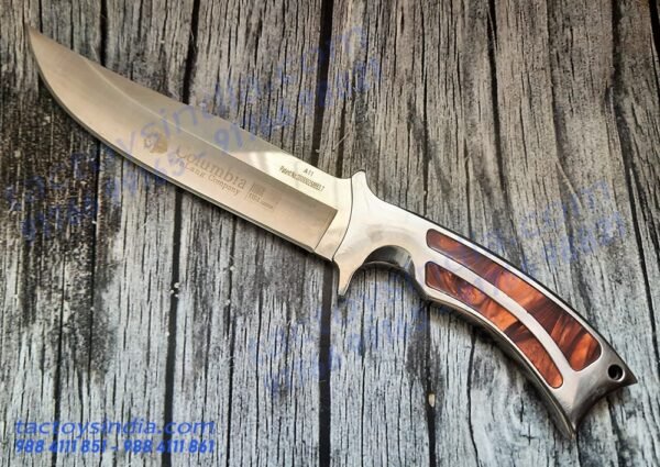Columbia A11 full tang Blade - SS Handle scales with unique Epoxy resin Inserts - Lanyard Hole - Nylon Belt Carry Pouch - utility knife by TactoysIndia knives