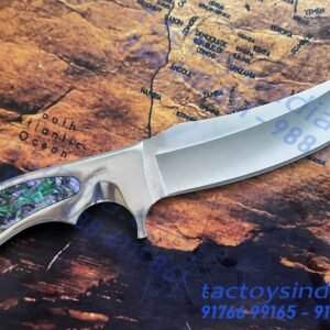 Columbia A12 Indian Kirpan Shaped Traditional Punjabi Knife / Single Pc Built with Turquoise Stone Inlay handle / Lanyard Hole / Full Tang carbon Steel blade by Tactoys India