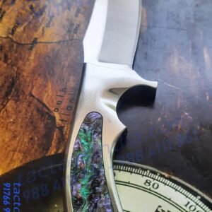 Columbia A12 Indian Kirpan Shaped Traditional Punjabi Knife / Single Pc Built with Turquoise Stone Inlay handle / Lanyard Hole / Full Tang carbon Steel blade by Tactoys India