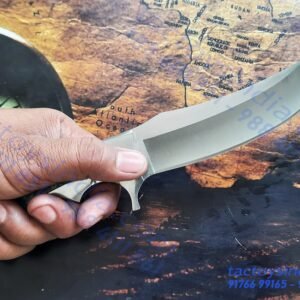 Columbia A12 Indian Kirpan Shaped Traditional Punjabi Knife / Single Pc Built with Turquoise Stone Inlay handle / Lanyard Hole / Full Tang carbon Steel blade by Tactoys India