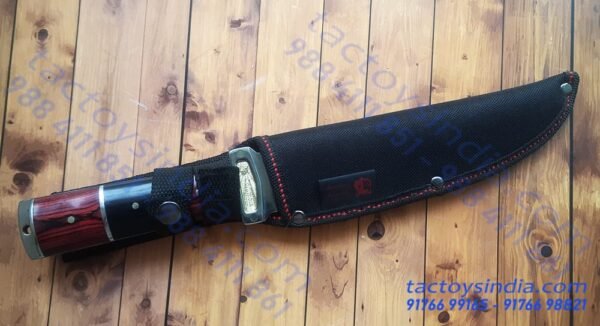 Columbia A16 full tang Blade - Fuller SS frame handle - Dark and Red hardwood Handle - SS guard and Bolster with Lanyard Hole utility knife by Tactoys India