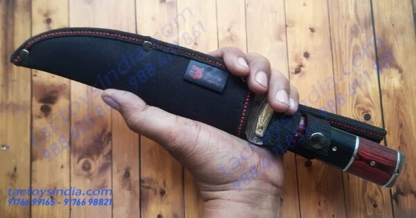 Columbia A16 full tang Blade - Fuller SS frame handle - Dark and Red hardwood Handle - SS guard and Bolster with Lanyard Hole utility knife by Tactoys India