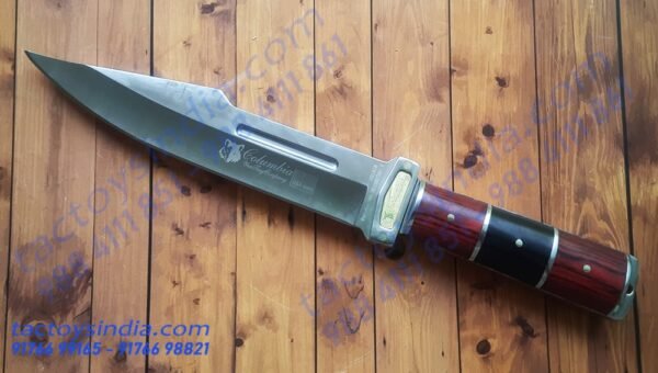 Columbia A16 full tang Blade - Fuller SS frame handle - Dark and Red hardwood Handle - SS guard and Bolster with Lanyard Hole utility knife by Tactoys India