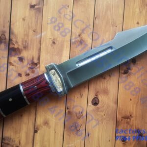 Columbia A16 full tang Blade - Fuller SS frame handle - Dark and Red hardwood Handle - SS guard and Bolster with Lanyard Hole utility knife by Tactoys India