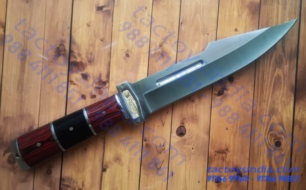 Columbia A16 full tang Blade - Fuller SS frame handle - Dark and Red hardwood Handle - SS guard and Bolster with Lanyard Hole utility knife by Tactoys India