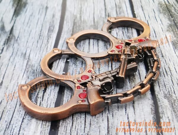 Antique-Hand-Cuffs-and-Revolver-Gun-Colour-Thick-Metal-knuckleduster–-knuckles-knucks-knucklering