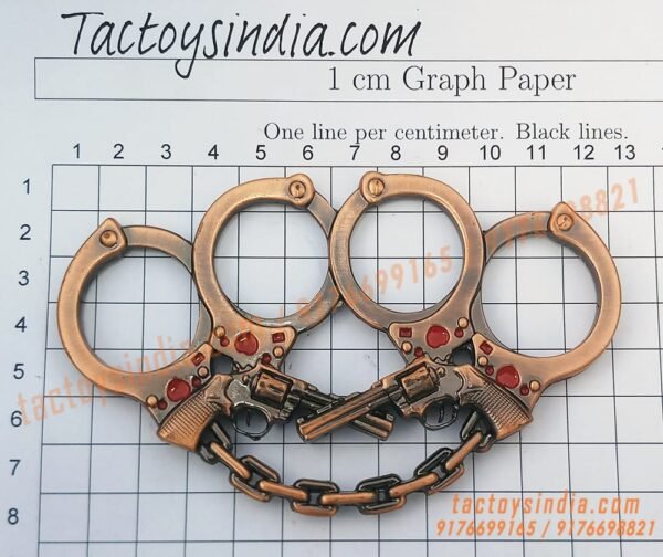 Antique-Hand-Cuffs-and-Revolver-Gun-Colour-Thick-Metal-knuckleduster–-knuckles-knucks-knucklering