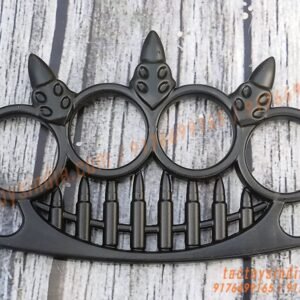 Black-3-Spikes-Paracord-Braidable-Knuckles-4-Finger-Ring-Punching-Weapon-India