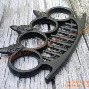 Black-3-Spikes-Paracord-Braidable-Knuckles-4-Finger-Ring-Punching-Weapon-India