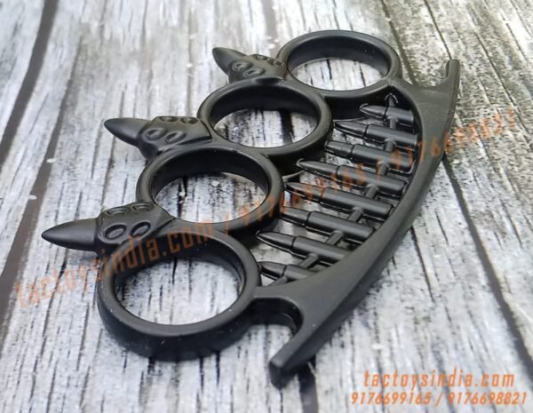 Black-3-Spikes-Paracord-Braidable-Knuckles-4-Finger-Ring-Punching-Weapon-India