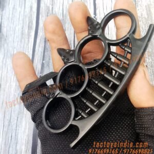 Black-3-Spikes-Paracord-Braidable-Knuckles-4-Finger-Ring-Punching-Weapon-India