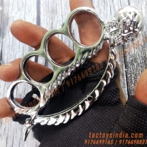 Chrome-Skull-Spine-Knucks-Skull-Breaker-Piercer-Large-Size-Rings-Army-Fight-Punch