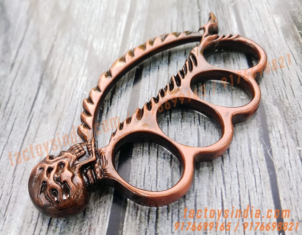Vintage-Copper-Colour-Skull-Spine-Knucks-Skull-Breaker-Piercer-Large-Size-Rings-Army-Fight-Punch