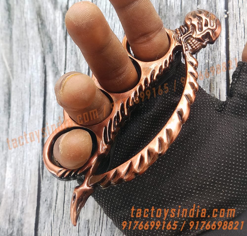 Vintage-Copper-Colour-Skull-Spine-Knucks-Skull-Breaker-Piercer-Large-Size-Rings-Army-Fight-Punch