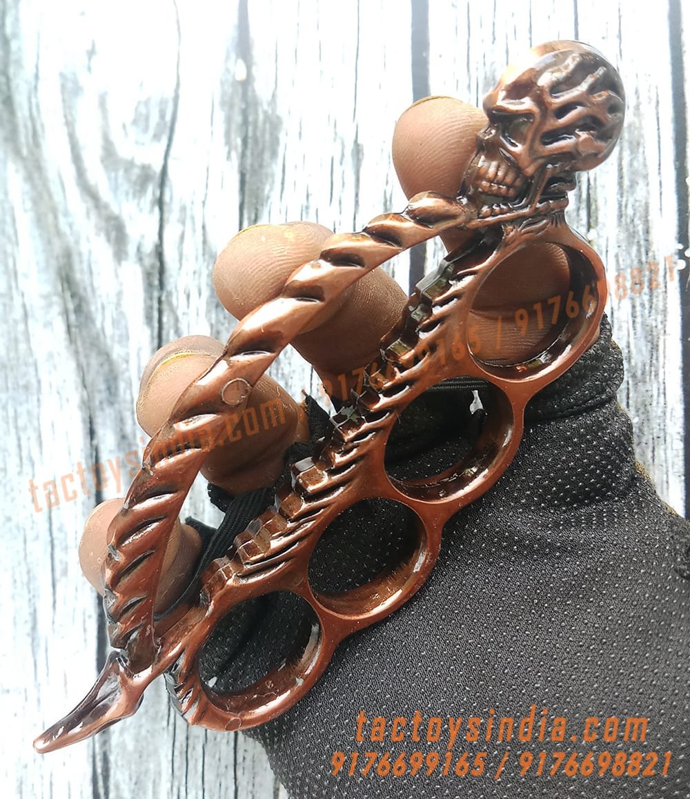 Vintage-Copper-Colour-Skull-Spine-Knucks-Skull-Breaker-Piercer-Large-Size-Rings-Army-Fight-Punch
