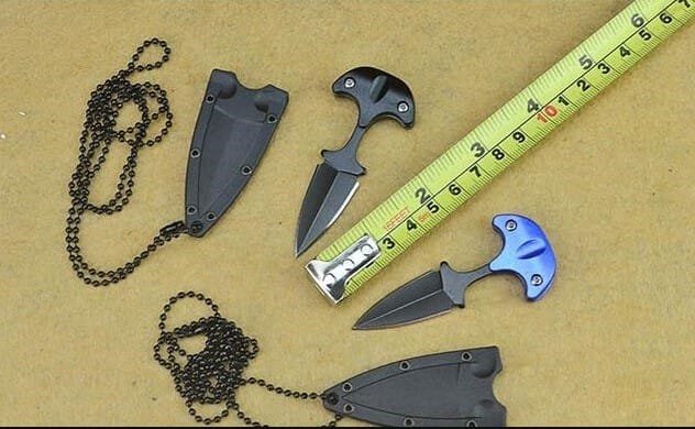 ABKT Combat Ready Worlds Smallest Ninja Push Dagger Pendant Neck Knife Multicolor