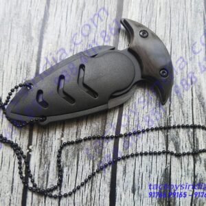 Push Dagger Neck Knife defence Pendant With Quick release ABS Fibre Sheath and Adjustable Ball Chain by Tactoys India