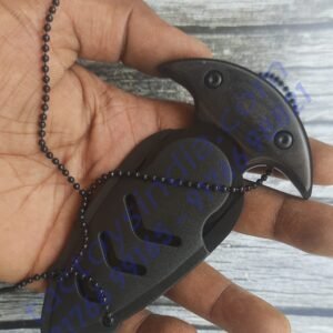 Push Dagger Neck Knife defence Pendant With Quick release ABS Fibre Sheath and Adjustable Ball Chain by Tactoys India