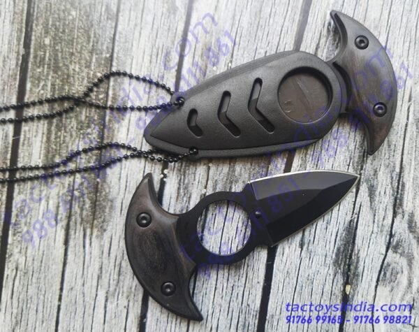 Push Dagger Neck Knife defence Pendant With Quick release ABS Fibre Sheath and Adjustable Ball Chain by Tactoys India
