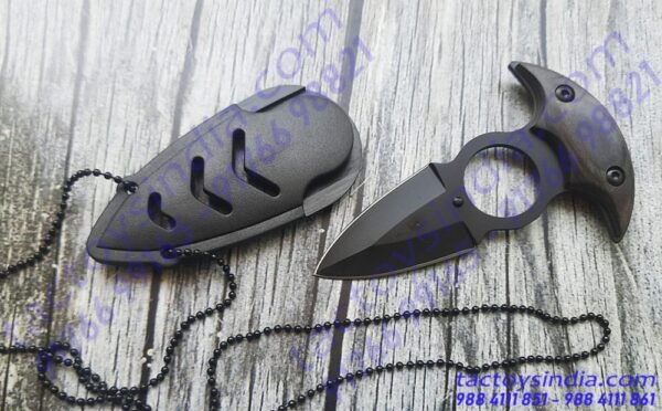 Push Dagger Neck Knife defence Pendant With Quick release ABS Fibre Sheath and Adjustable Ball Chain by Tactoys India